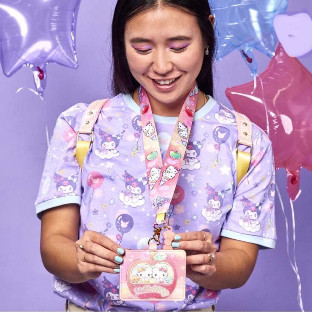 NWT Loungefly Sanrio Hello Kitty carnival lanyard with card holder